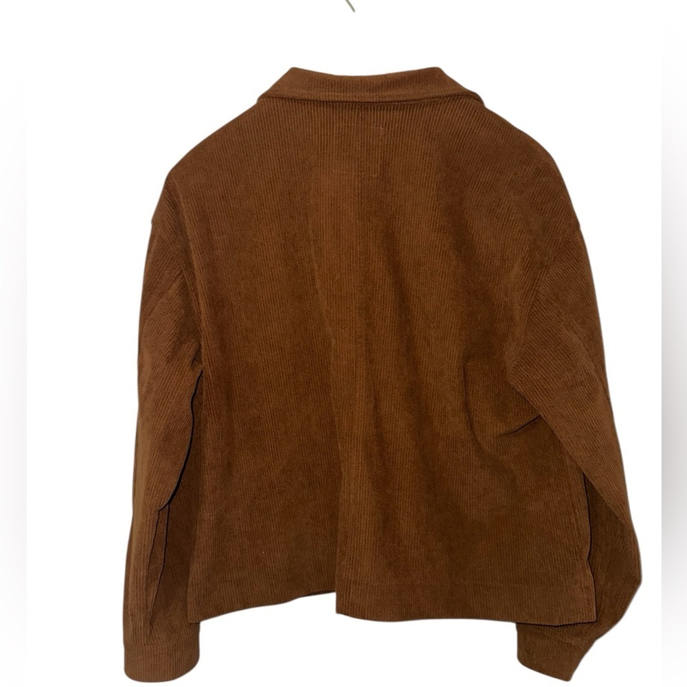 Avec Les Filles Brown Corduroy Cropped Jacket Button Front Size Large - Picture 3 of 5